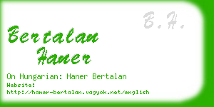 bertalan haner business card